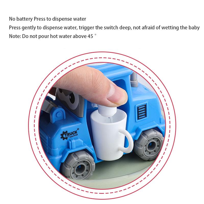 Kids Cartoon Engineering Car Water Dispenser Toy For Boy Girl Play House Toy Excavator Can Be Pressed Out Of The Water Dispenser