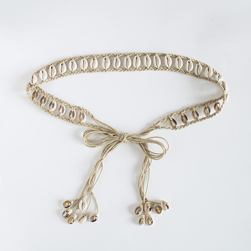 Summer Women's Shell Natural Weaving Ethnic Style Decoration Handmade Women's Waist Rope Fashion Boho Women's Waist Belt