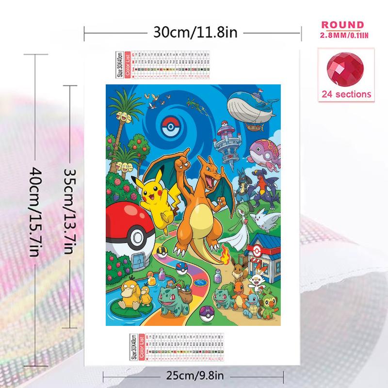 Pokemon Island Adventure Set Pattern 3pcs 100% Round Full Drill 5D DIY Diamond Painting Embroidery Cross Stitch Rhinestone Décor