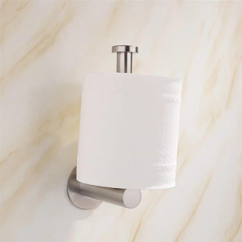 EW Household Stainless Steel Tissue Holder Silver Nail-Free Roll Paper Holder Creative Toilet Paper Holder Punch-Free Toilet Pap