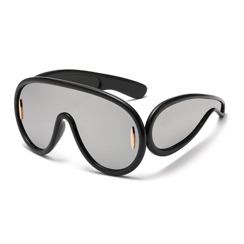 New Fashion One-Piece Large Frame Sunglasses Cyberpunk Style for Women Men Outdoor Travel UV Protection