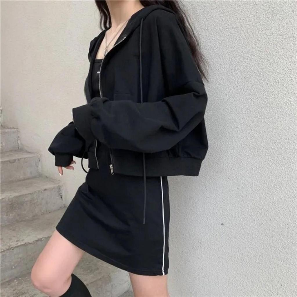 Women Casual Short Zipper Cardigan Hooded Jacket Sweatshirt Women's Solid Color Thin Long Sleeve