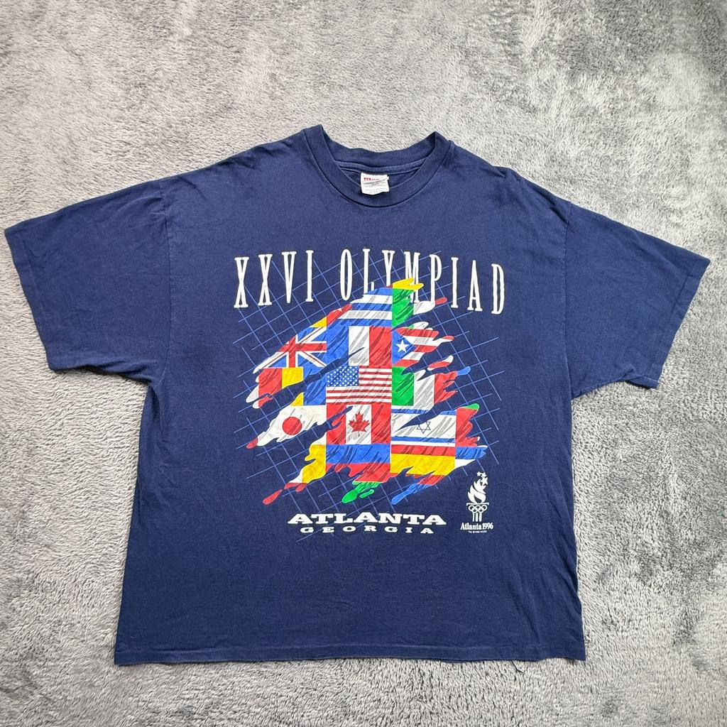 Vintage 90er Jahre Olympische Sommerspiele Atlanta Georgia T-Shirt Olympische Flaggen Herren XXL 1996 Unisex T-Shirt