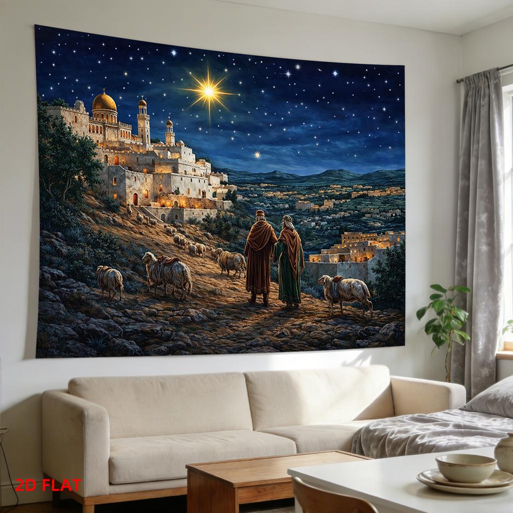 Celestial Starry Night Biblical Wall Tapestry Mural Hanging Decor Art Print Religious Christian Theme Home Living Room Decoratio