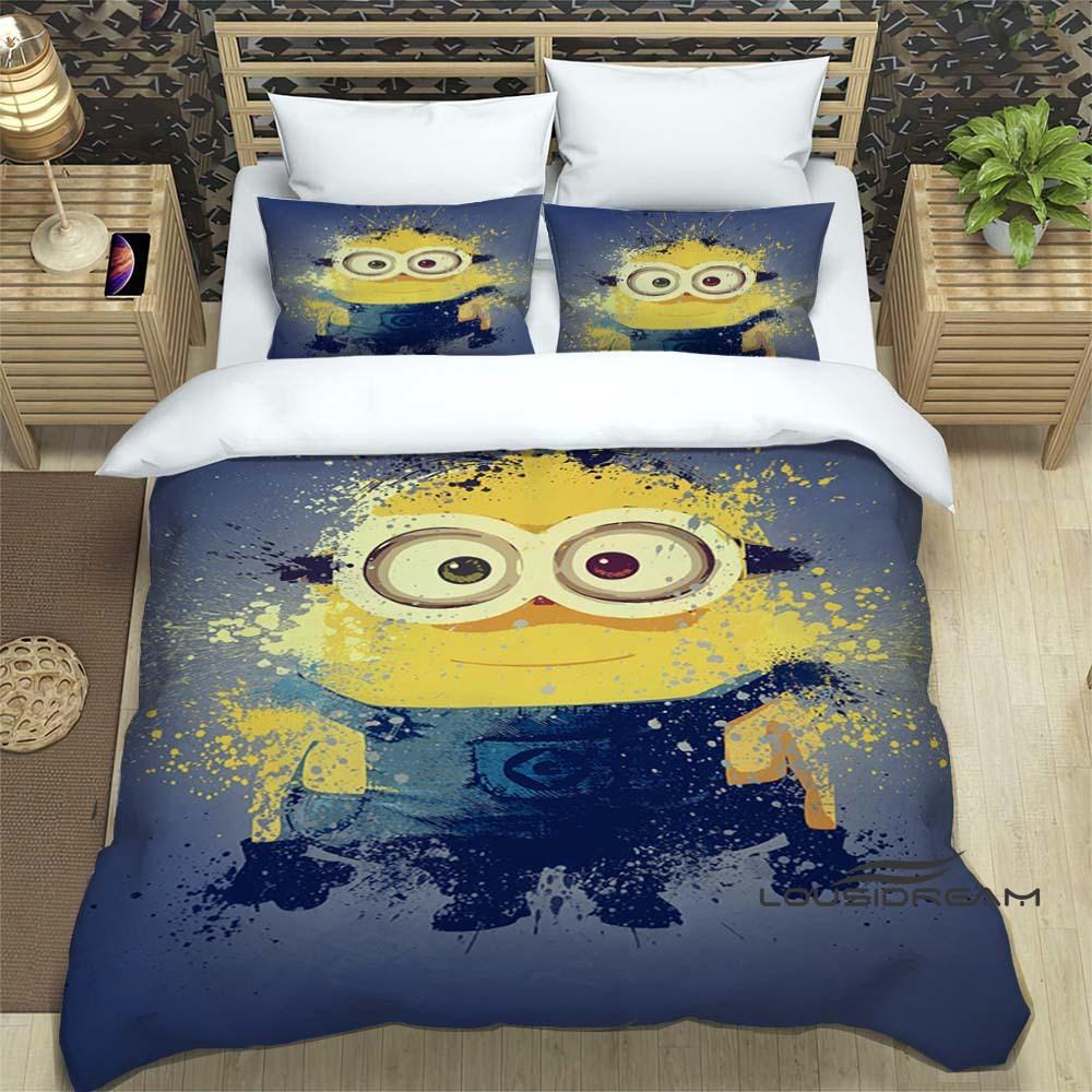 Trendy & Popular "Minions" Cartoon Print 3-Piece Bedding Set — Duvet Cover & Pillowcases (Suitable for Teens, Children, Boys &