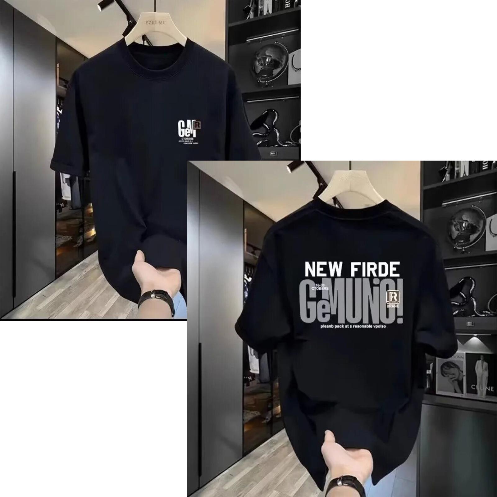 

2024 Новая модная повседневная мужская футболка с коротким рукавом, летний универсальный топ в американском стиле, модный дизайн с круглым вырезом 6XL