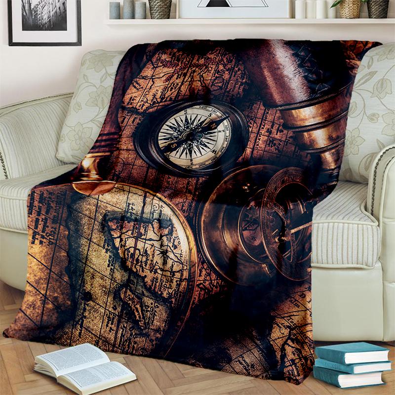 

2025 Новый стиль Ретро Морской Навигационная карта Компас 3D Плед, Мягкий Плед для дома, спальни, кровати, дивана, путешествий, офиса, покрывало 30x40in