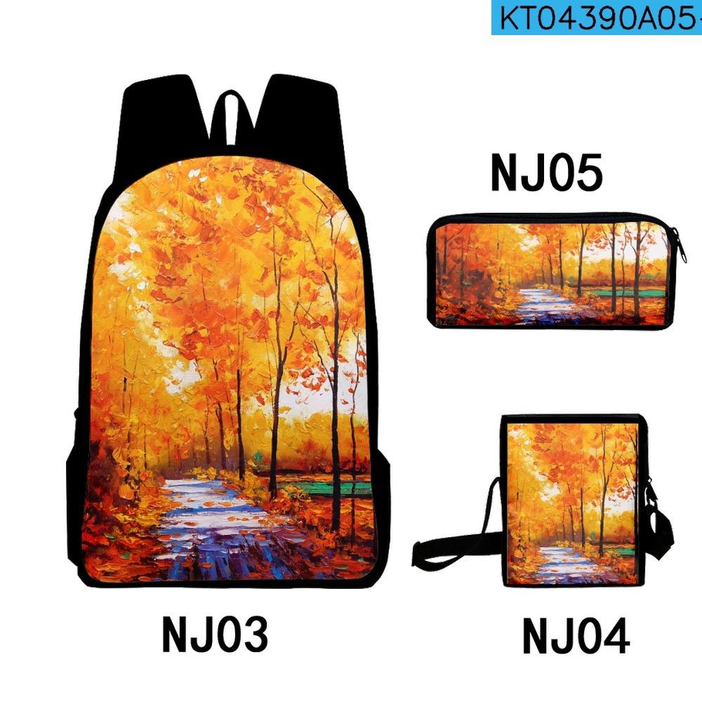 Trendy Popular Fantastic scenery 3D Print 3pcs/Set pupil School Bags Laptop Daypack Backpack Inclined shoulder bag Pencil Case