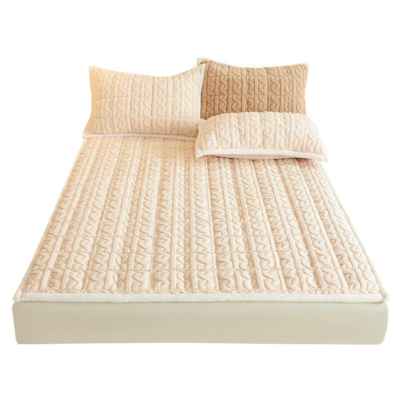 Winter Verdickte Taft Samt Matratzenauflage - Weiche Milch Samt Bettwäsche für Wohnheim, Einzel- oder Doppelbett