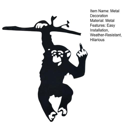 Middle Finger Monkey Decoration Metal Flip-off Monkey Ornament Garden Monkey Decoration for Tree Yard Fence Decor