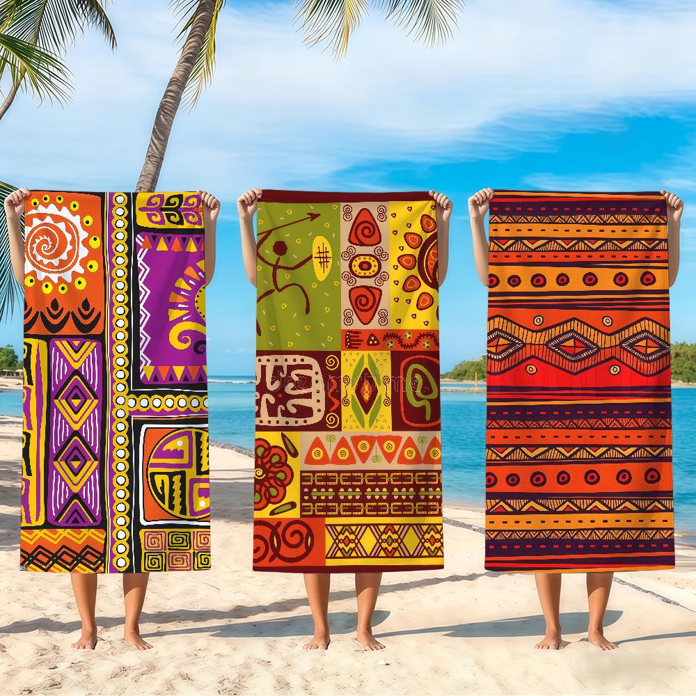 African Style G-Geometric Print Towel Beach Oversized Soft Ultra Absorbent Quick Drying Large Pool Travel Camping Bathroom