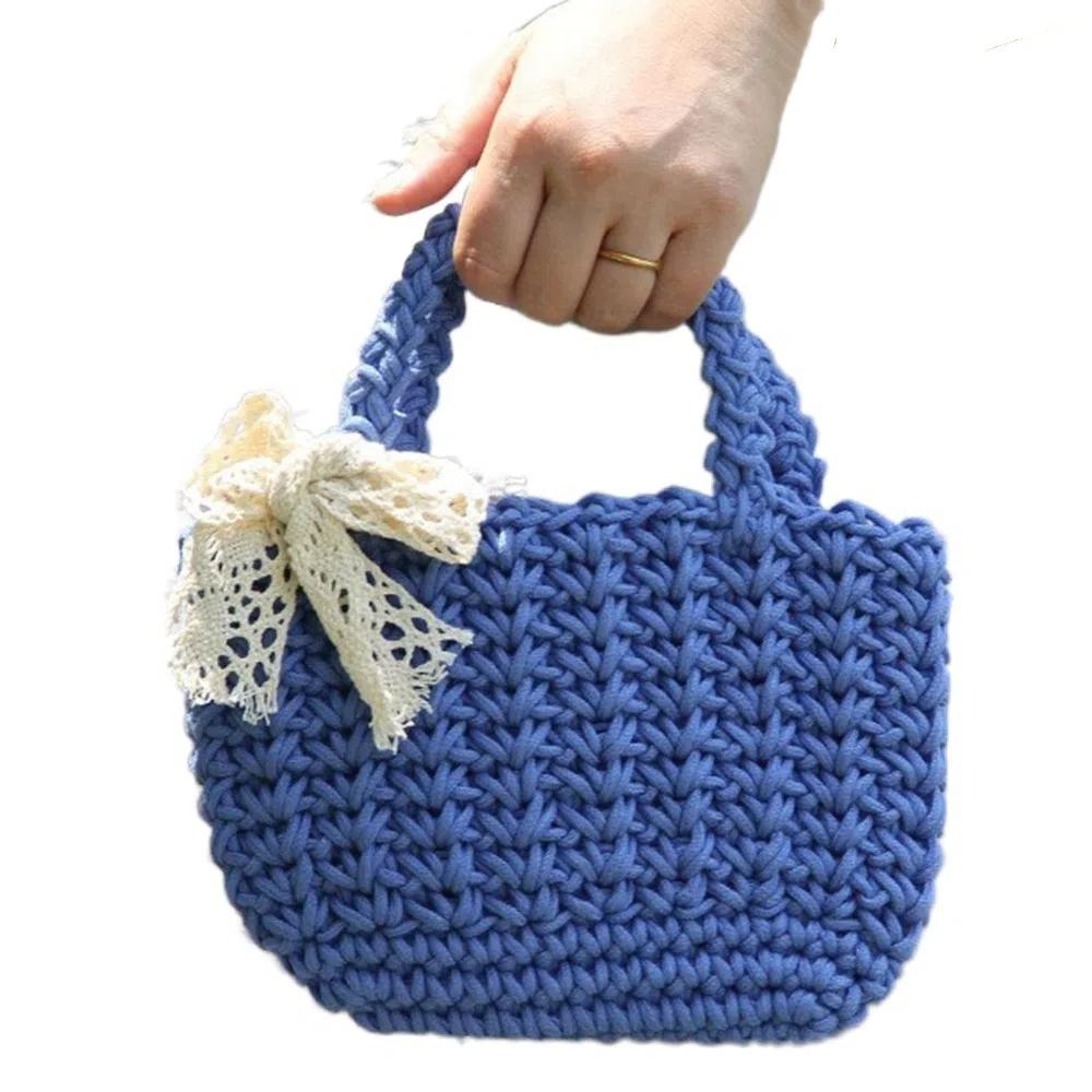 

Hollow Out Braided Underarm Bag Large Capacity Bucket Bag Casual Beach Straw Bag Woman Girls синий