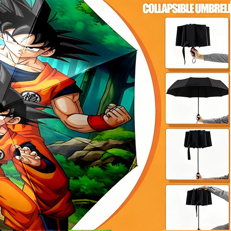 Custom Name Personalized Anime Print Umbrella, Auto Open Close, 8‑Rib Sturdy Frame, Commute Camping Hiking Use, Birthday Gift