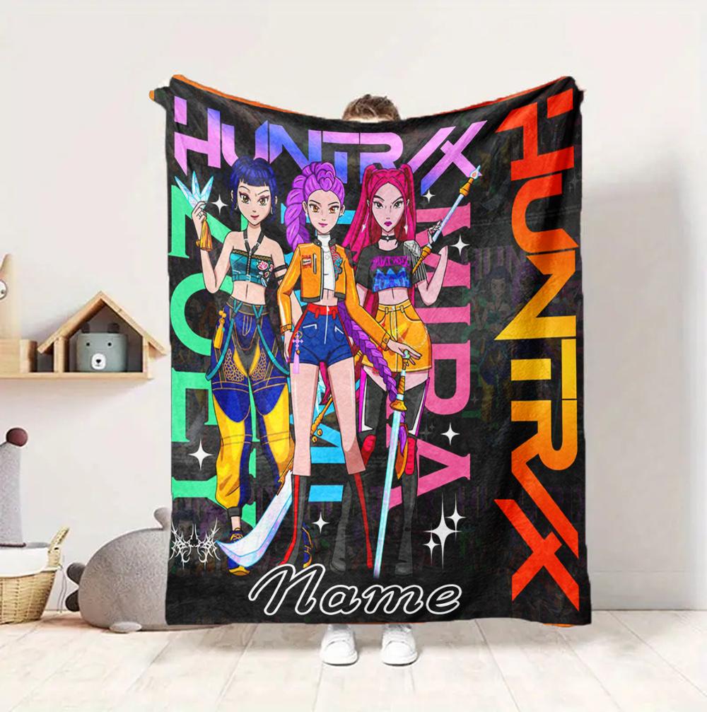 Custom Name Neon Vibes Flannel Blanket Throw Blanket Soft Warm Sofa Bed Home Decor Unique Gift