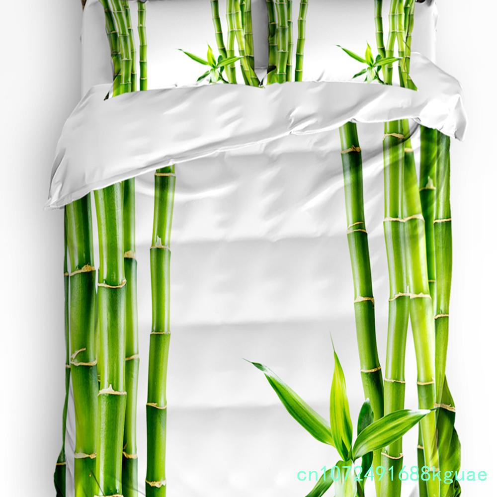 Set Biancheria da Letto 3 Pezzi Orchid Stones Bamboo Zen Verde Per Camera da Letto Letto Matrimoniale Tessile per la Casa Copripiumino Copripiumino Federa