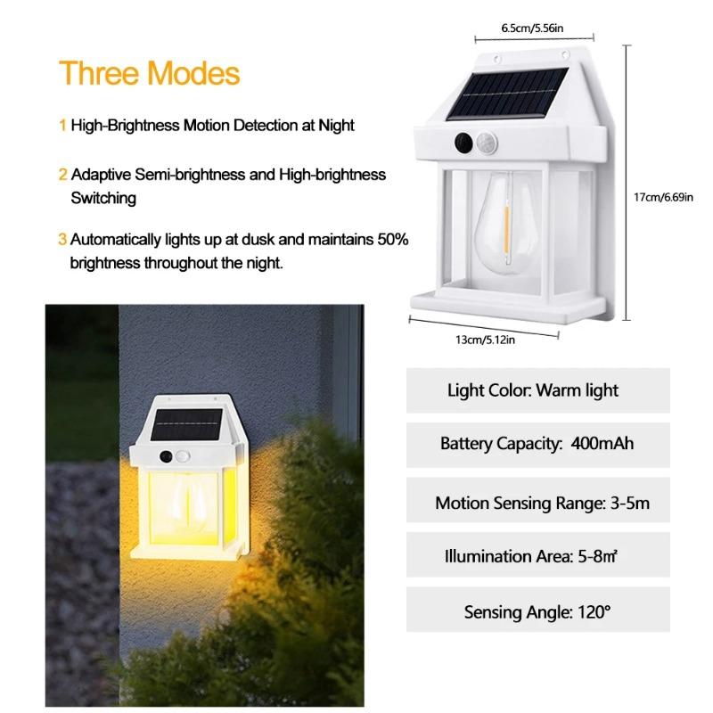 

LED Solar Sensor Light Tungsten Bulb Waterproof For Courtyard Garden Stairway Corridor Outdoor Wall Decorative Lighting Fixtures white,1pc