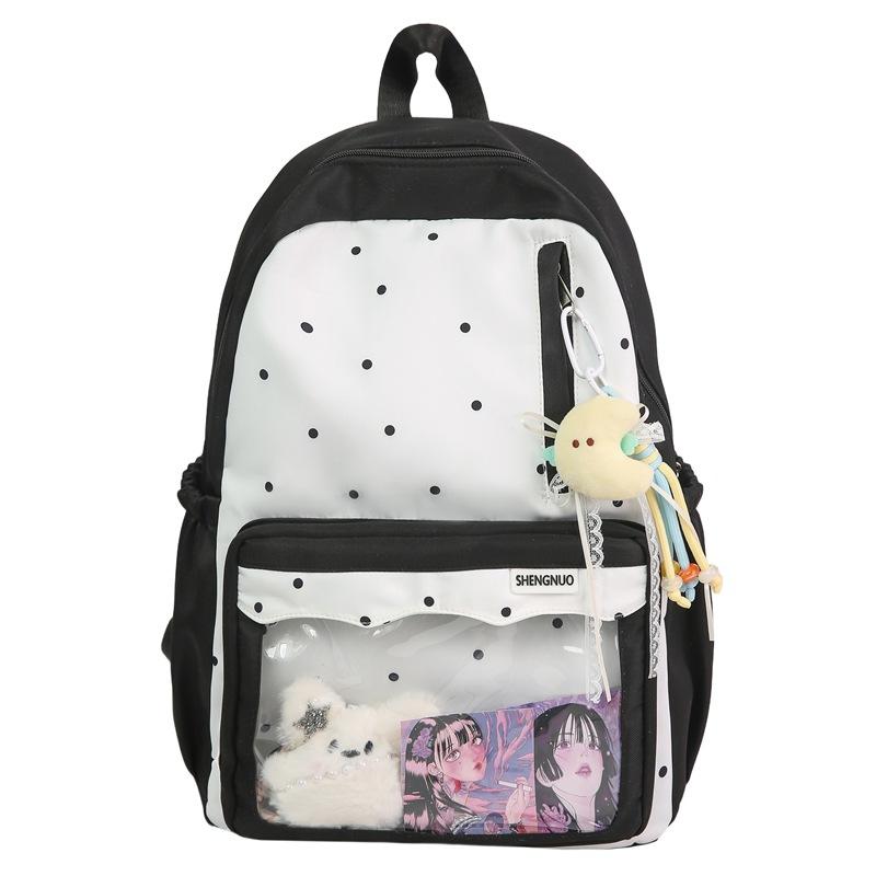 Schoolbag Korean ins new high-value fresh and sweet contrasting polka dot backpack junior high school students lightweight spring outing backpack