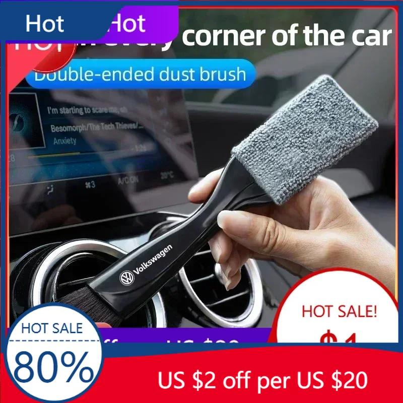 New 2 In 1 Car Dust Tool Cleaning Brush Accessories Interior For Volkswagen GTI CC R Passat GTD Jetta Polo R-Line Magotan T