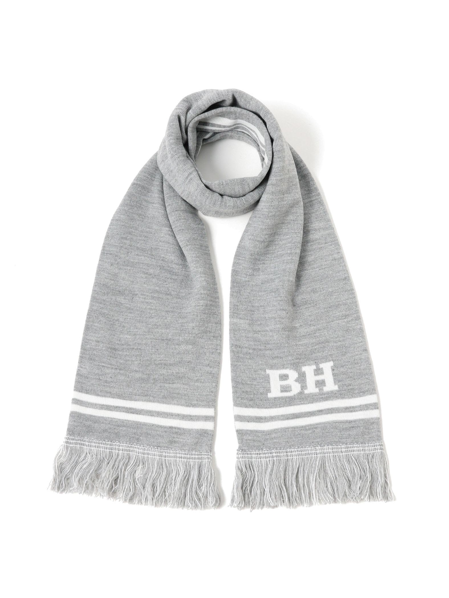 

Beams Heart BH Logo Jacquard Scarf, Women s, Gray Free