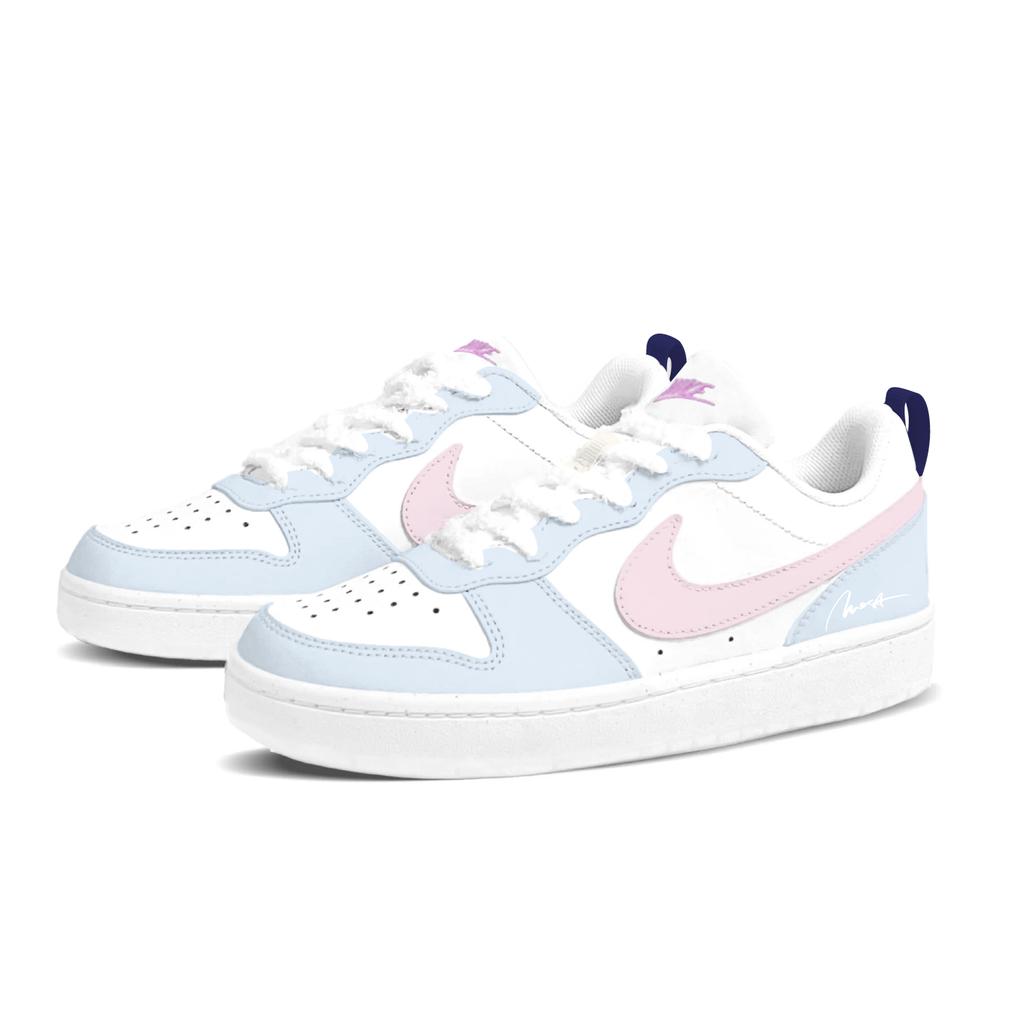 Nike Court Borough Maris Sal Gummis Low-Top Skateboard-Schuhe Damen Blau Rosa FV8120-141(Team1121-)