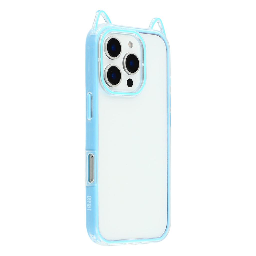For iPhone 16 Pro Max Case Cat Ear Design TPU + Acrylic Clear Phone Back Cover