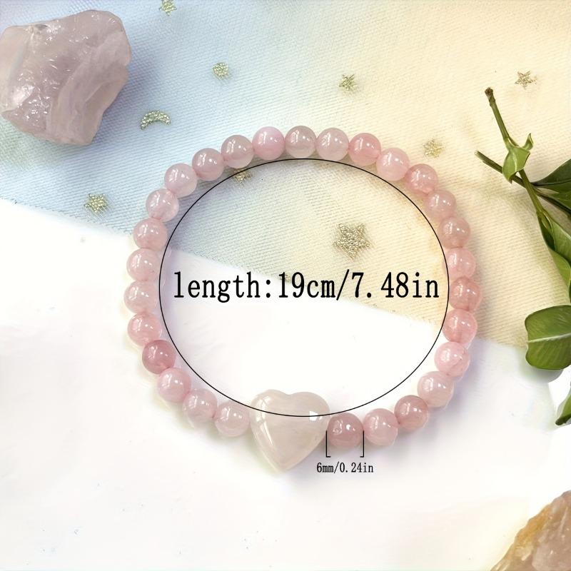 Natural Stone Heart Beaded Bracelet Set – Rose Quartz, Amethyst Tiger’s Eye Protection Jewelry for Women, Romantic Gift
