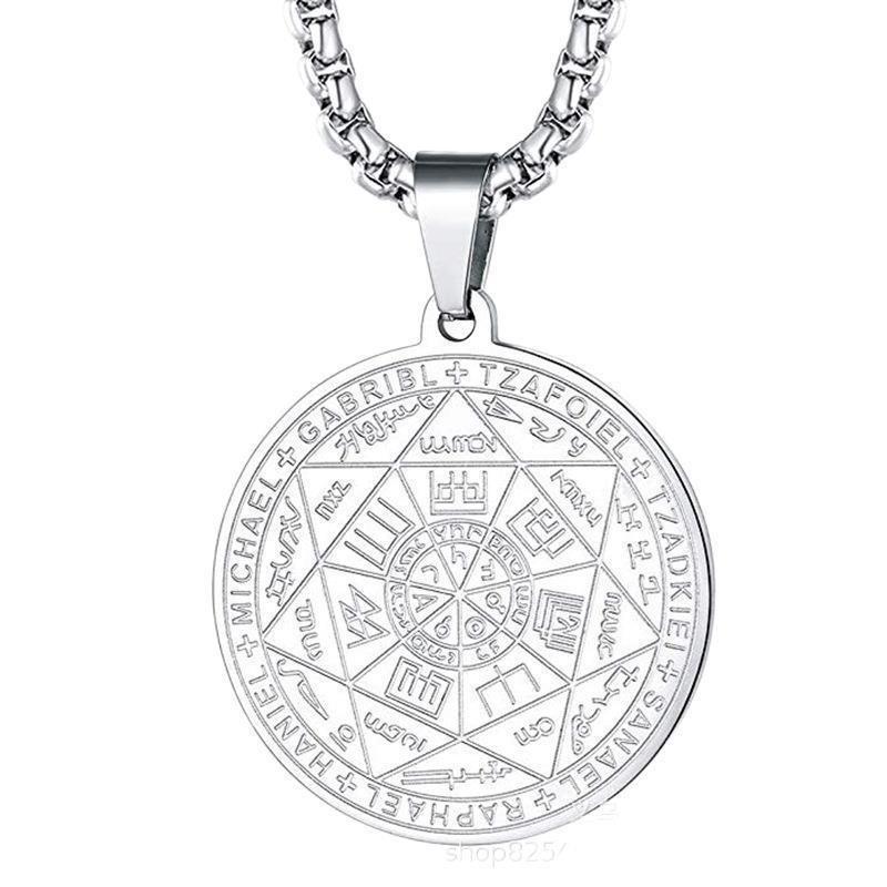 Personalized Seven Archangels Rune Seal Pendant Stainless Steel Necklace
