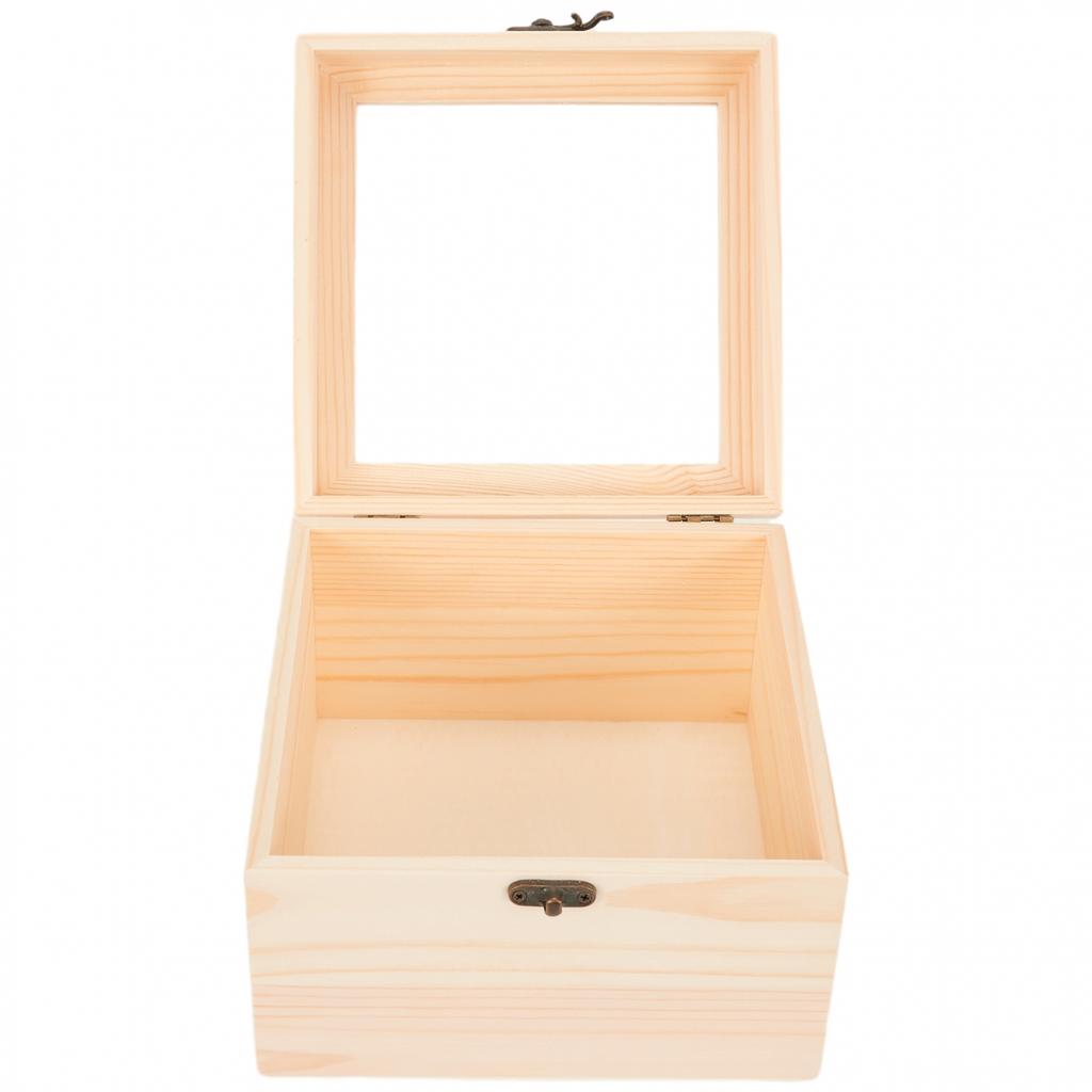 Storage Box Hinged Jewelry Box Pine Souvenir Square
