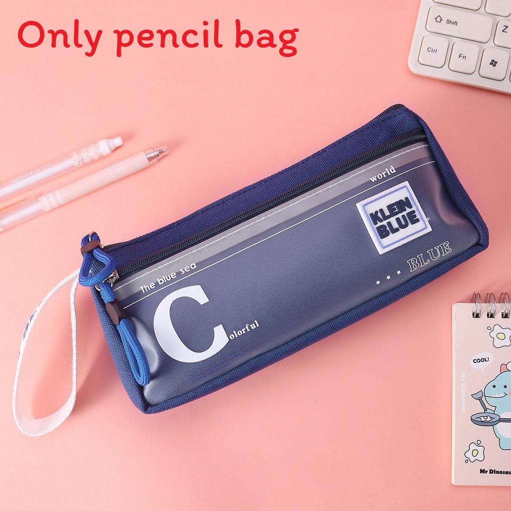 Clain Blue Pencil Case With Large Capacity And Zipper Closure For Students And Office Use