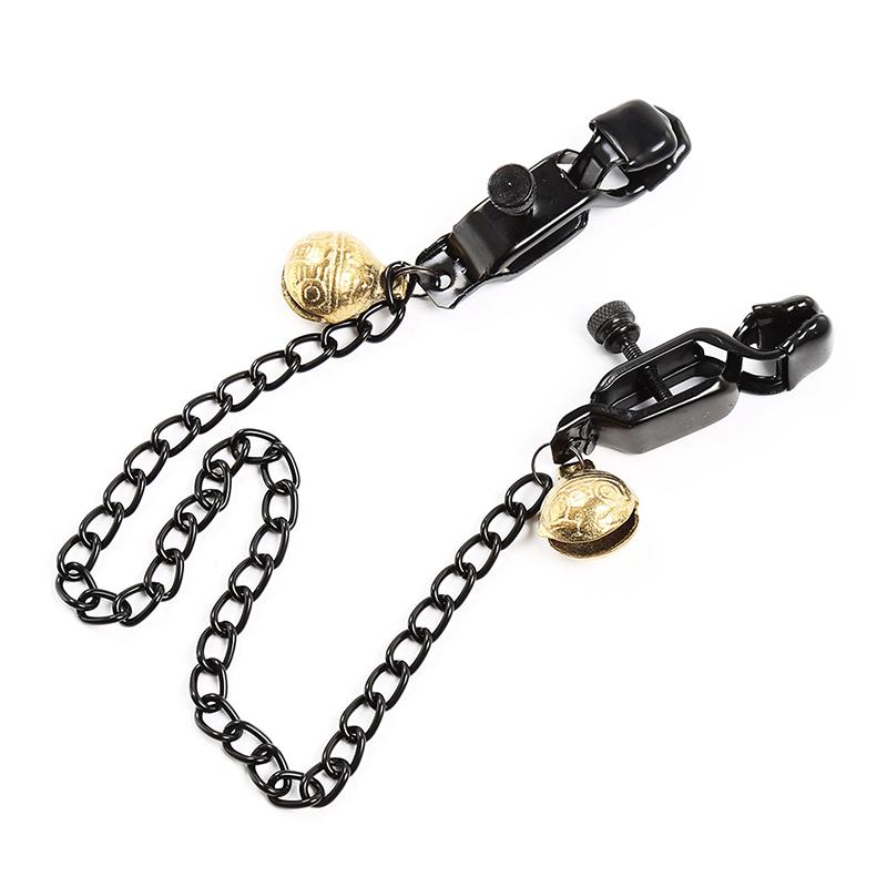 Alloy Nipple Clamp Set for Couples with Chain Breast & Labia Stimulation Massager Adult Bondage Game for Women's Sensation Play