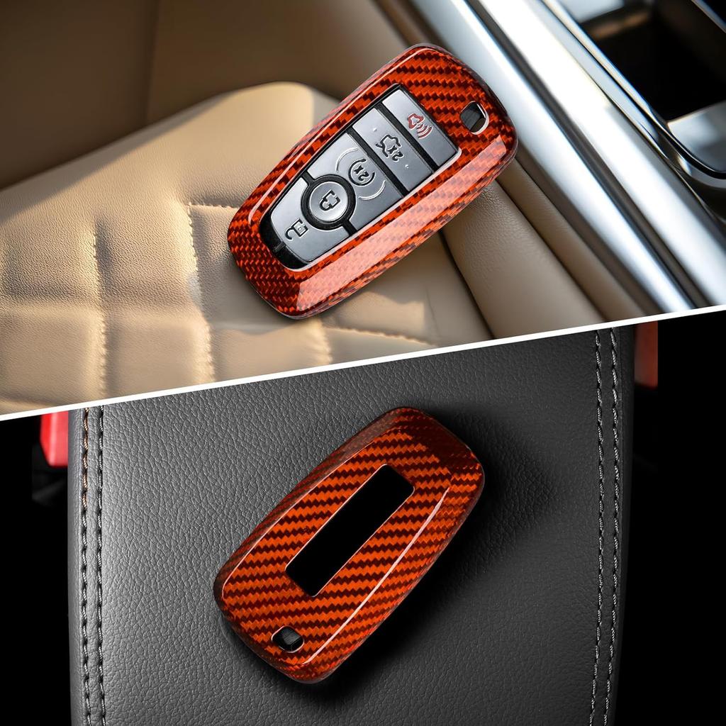 T-Carbon Fits Ford F150 Raptor Key Fob Cover With Keychain;Key Fob Case Compatible With Ford Bronco Raptor 2025;Glass Fiber Key Shell Protector Fits