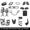 For Genesis G70 -2025 Carbon Fiber Car Gear Shift Cover Center Console Decals Water Cup Frame Window Button Cover LHD