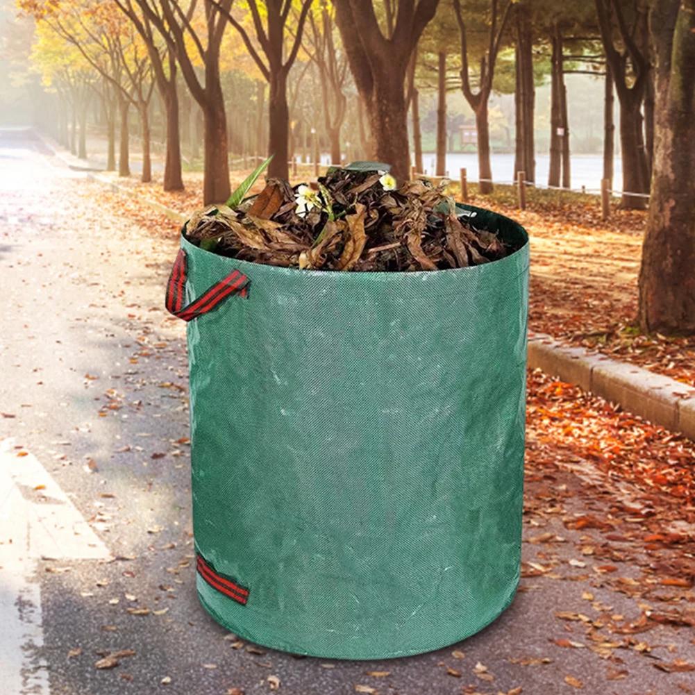Garden Waste Bag 60L-500L Large Capacity Garden Bag Foldable Reusable Waterproof Leaf Sack Weed Trash Can Container Yard Leaf