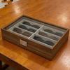 Elegant Wood Sunglasses Organizers With 8 Compartments Clear Cover And Soft Felt Interior For Protective