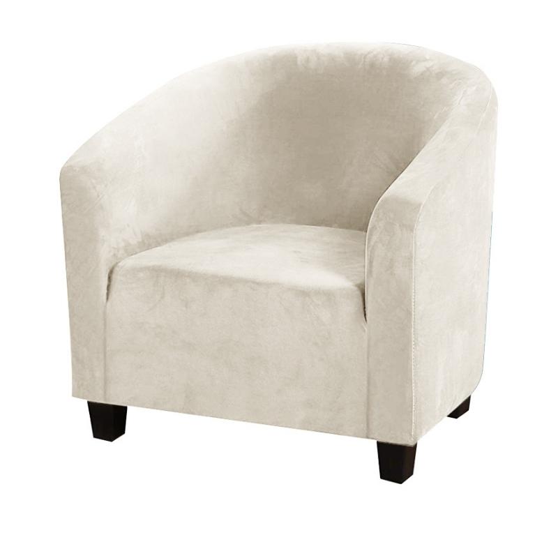 

Stretchable Silver Fox Fur Sofa Slipcover Anti Slip Full Coverage Couch Protector for Single Chair Soft Comfortable small size бежевий
