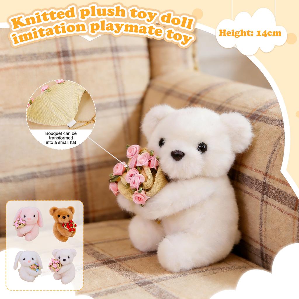 Adorable Plush Table Decor Set: Transformable Flower Bouquet & Hat Soft Figurines For Cozy Home Accents