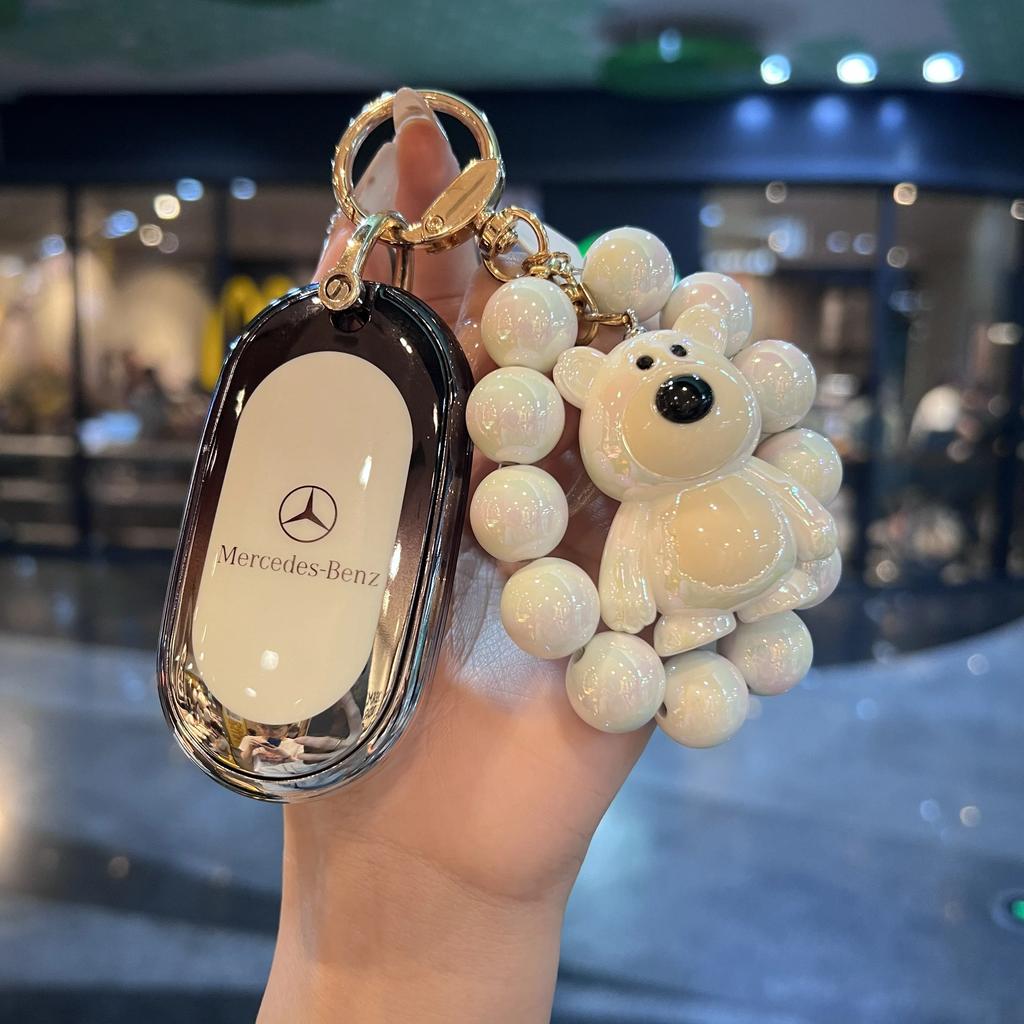 Car Key Cover For Mercedes Benz S C Class W223 W206 2022 S350 S400 S450 S500 C260 C300 Alloy Leather Car Remote Control Key Case