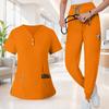Set Uniforme da Lavoro da Donna - Top a Maniche Corte con Scollo a V ad Asciugatura Rapida con Tasche e Pantaloni Lunghi, Colore