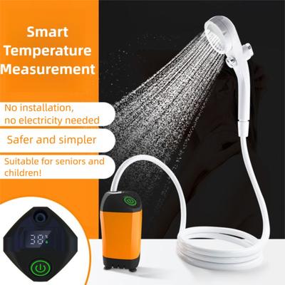Temperatur- & Batterie-Digitalanzeige Tragbare Campingdusche IPX7 Wasserdicht Wiederaufladbar Outdoor-Badezubehör Leichtgewichtig