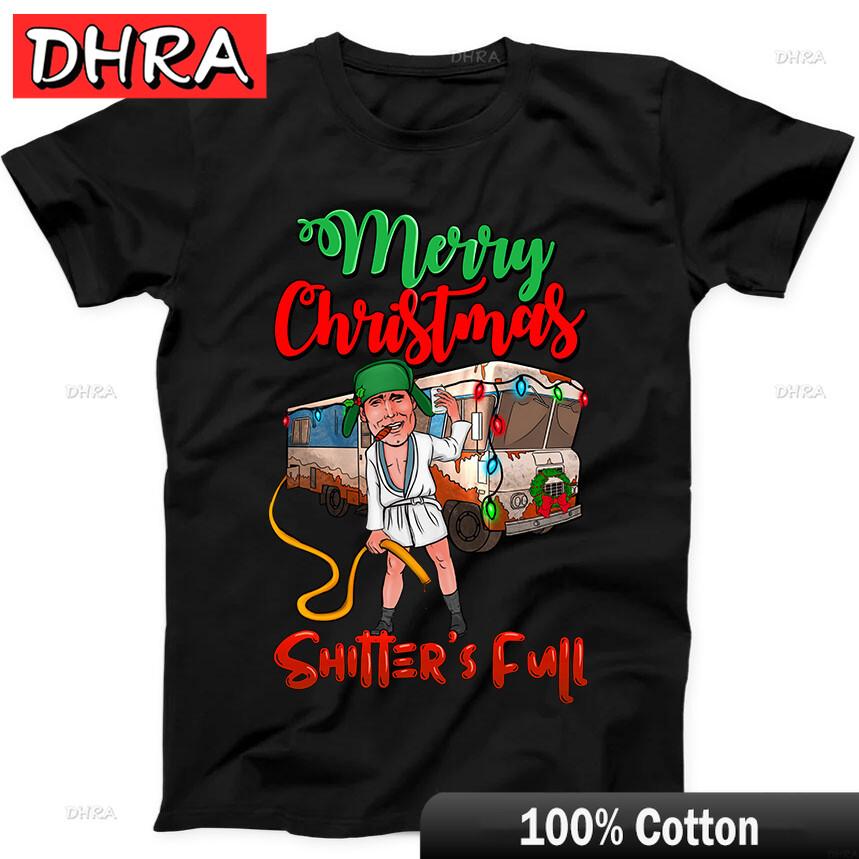 Merry Christmas Shitters Full Cousin Eddie Funny Gift Tee Black T Shirt for Vacation Vintage Retro Soft Cotton T Shirt Tops 4XL
