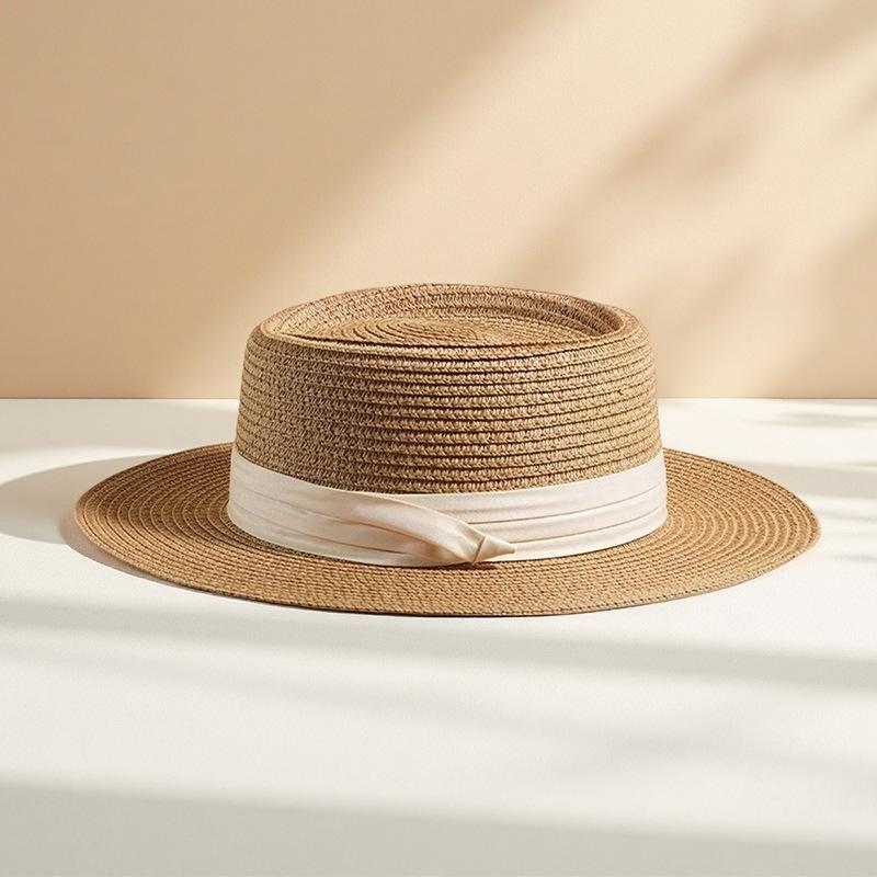 Grass Woven Hat Solid Color Bucket Hat Casual Daily Wear Sun Protection Hat