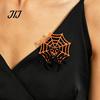 Horror Theme Jewelry Halloween Spider Web Brooch, Rhinestone Badge Accessories, Holiday Lapel Scarves Decorative Pins Pin for Jackets Sweaters