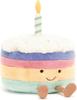 Rainbow Birthday Cake Stuffed Toy, Medium 6-Inch, Soft Cuddly Birthday Gift for Kids