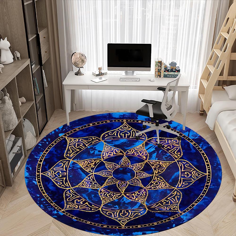 1pc Mandala Design Office Round Area Rug, Under Office Chairs Bedroom Living Room Home Decor, Room Deco