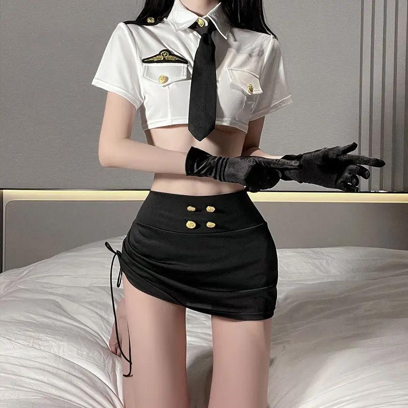 JIMIKO woman sexy cosplay stewardess costume skirt waistless temptation female pilot professional hot lingeries erotic outfit