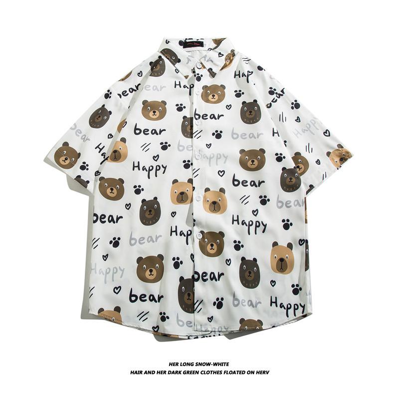 Fashion Men's Shirt  Beach Flower Print Hawaiian Shirts for Men Beach Casual Shirt Loose Men Shirts