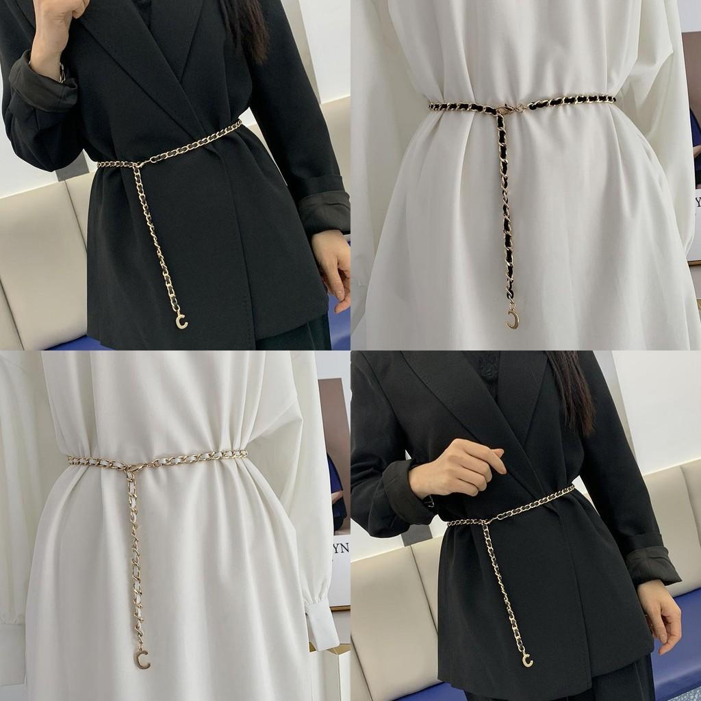 Elegant Women's Waist Chain Fashionable Gold Metal Woven Waist Belt For Dresses