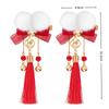 1Pair Hanfu Hair Accessories  Year Pom Pom Hair Clips Red Tassel Ancient Style Headwear Festive Holiday Hairpin