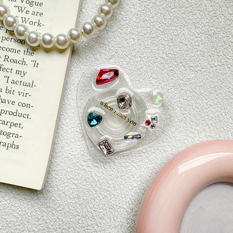Mobile Phone Airbag Bracket Love Handmade Epoxy Love Rhinestone Gem Style Luxury Back Sticker Retractable Women'S Model