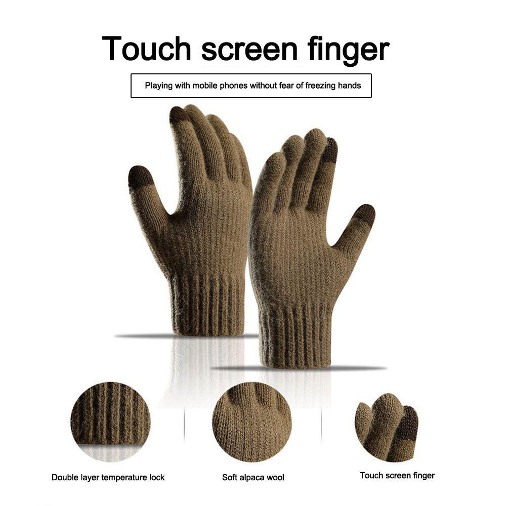 Thicken Men Gloves Solid Color Cycling Mitten New Touch Screen Gloves